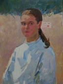  Портрет  девушки 35-47 см. картон масло 1970е