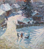 Зима на Успенке 40-35 см., фанера, масло 1987 