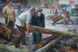 Ленин на субботнике 124-185 см. холст масло  1967г 