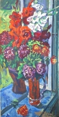 Цветы на окне 100-52 холст, масло