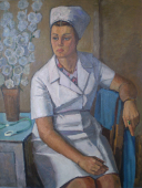 Медсестра 180-162 см., холст, масло 1972 год 