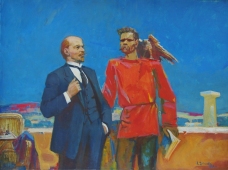 Ленин и Горький на Капри 120-160 см., холст, масло 1988г 