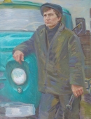 Колхозный шофер 129-99 холст, масло 1976г.