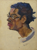  Портрет мужчины в очках 33-24 см.  картон масло 1957г  