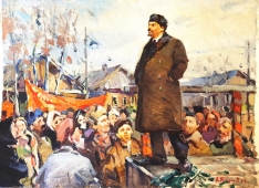 Ленин 35-47 см., картон, масло 1975 год