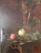 Натюрморт кувшин с яблоками 44-37 см., картон, масло