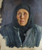  Портрет колхозницы 46-39 см. холст масло 1970е 