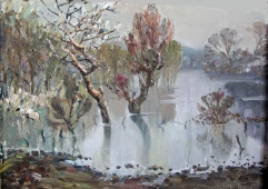 Разлив. Деревья в воде. 39-53 см., холст, масло 1958  