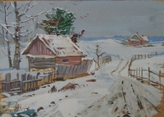 Зимний пейзаж 18-13 см. картон 1980е 