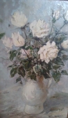 Белые розы 52,5-35 см., холст, масло 1994 год 