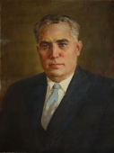  Портрет мужчины на коричневом фоне  80-60 см. холст масло 1970-е г. 