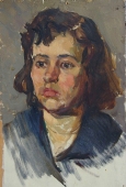 Портрет девушки  37-24см.  картон масло 1958г