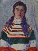 Женский портрет  65-49 см. картон масло 1979г 