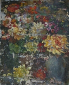 Натюрморт Осенние цветы  68-58 см. холст масло 1970е 