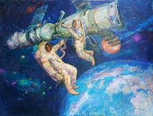 В открытом космосе 110-145 см. холст, масло 1970