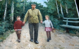 Ленин с детьми 100-150 см. холст масло 