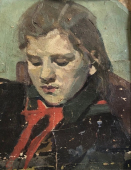 Портрет девушки 30-20 см., картон, масло 1959 год 