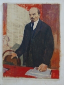 Портрет Ленина в кабинете  50-37 см.  картон масло 