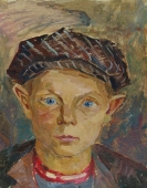 Портрет мальчика  с голубыми глазами 33,5-26 см.  картон масло 1974г 