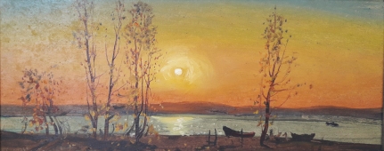 На Днепре 20-45 см., картон, масло 1992 год 