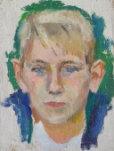 Портрет белобрысого мальчика  30-22 см.  картон масло 1970е  