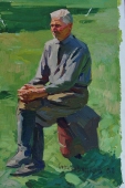Портрет колхозника  50-34 см. картон масло  1982 г 