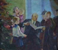 Ленин с детьми на елке 140-160 холст, масло