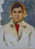 Женский портрет 69-50 см. картон, масло 1970е 
