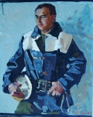 Портрет пожарного 50-40см. картон, масло 1987г