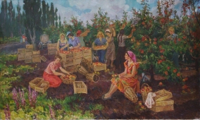  Уборка Яблок 130-220        см. холст масло 1973г.