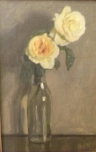 Натюрморт с розами 36-23 см., двп, масло