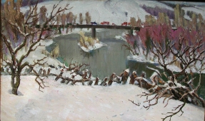 Мост через Донец. 31-50 см., холст, масло 1970  