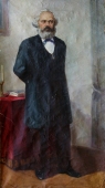 Портрет  К.Маркса возле стола 126-230 см. холст масло 1970е 