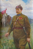  Портрет командира Красной Армии  149-99 см. холст масло  1977г  