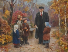  Ленин и дети в осеннем лесу  120-159 см. холст масло 1982г 