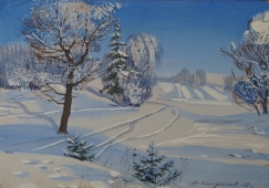 Зимний пейзаж 21,5-15 см. картон 1997г 