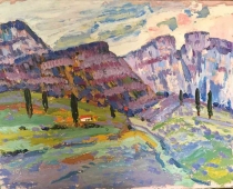 Горный пейзаж 45-35 см., картон, масло 1970е 