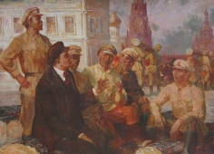 Ленин с комсомольцами 130-180 холст, масло 1983г.