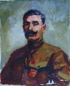 Портрет полководца  21-17 см. картон, масло 1970е 