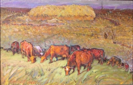  Коровы на пастбище 83-55 см. холст масло  1980 