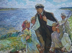  Ленин с детьми 118-160 см. холст масло 1980г.  
