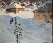 Зима, улица Литвинова. 35-43 см., холст, масло 1978 