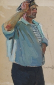 Портрет матроса 69-44 см. картон масло 1985г 
