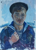 Портрет моряка  49-37 см. картон, масло 1987г 