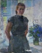Девушка у окна  76-60 см. холст масло 1970е