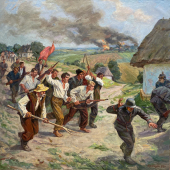 Восстание крестьян 168-168 см. холст масло  1986г