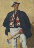 Портрет  гуцула 110-80 см. холст масло 1970е