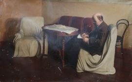 Ленин в кабинете 90-140 см., холст, масло 1970е