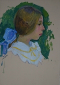 Портрет девочки 50-35 см. картон, масло 1970е