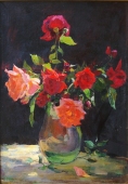 Красные розы 70-49 холст, масло 1965г.